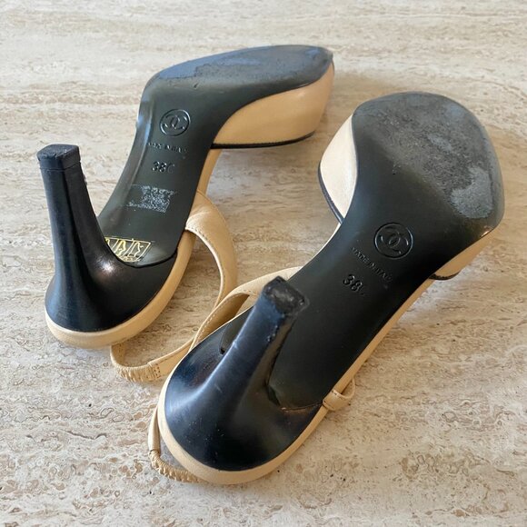 Vintage Chanel CC Bow Slingback Heels - Picture 8 of 10